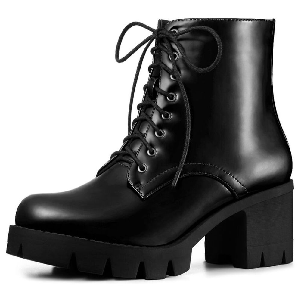Black Lace-Up Ankle Boots